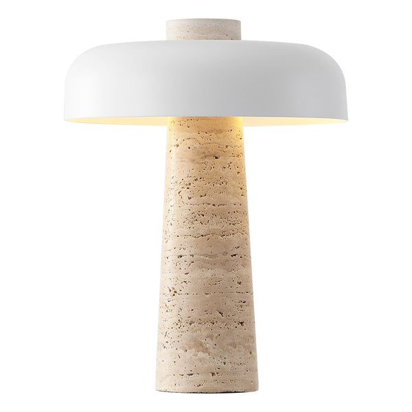 Safavieh Lela, Sculptural 15" Cave Stone Table Lamp With Iron Shade—Natural/Off-White Textured Ambient Glow TBL4689A
