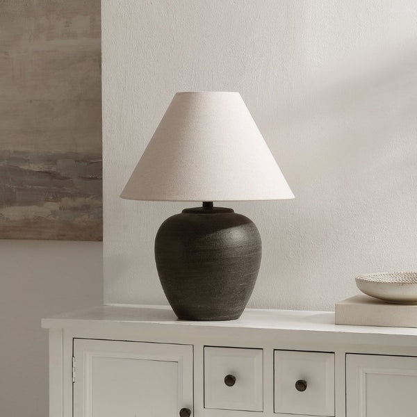 Safavieh Lucila, Column Style Black Resin Table Lamp for Bedside Desk or Living Room TBL4691A