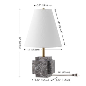 Safavieh Maia, 22-Inches Grey Marble Table Lamp With Fabric Shade — Contemporary Ambient Light For Modern Spaces TBL4692A