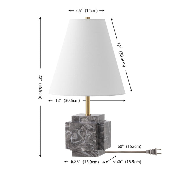 Safavieh Maia, 22-Inches Grey Marble Table Lamp With Fabric Shade — Contemporary Ambient Light For Modern Spaces TBL4692A