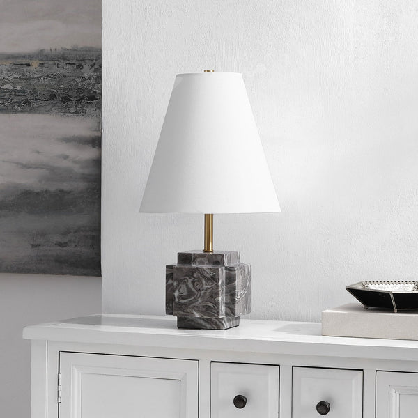 Safavieh Maia, 22-Inches Grey Marble Table Lamp With Fabric Shade — Contemporary Ambient Light For Modern Spaces TBL4692A
