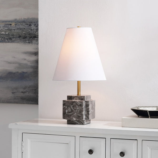 Safavieh Maia, 22-Inches Grey Marble Table Lamp With Fabric Shade — Contemporary Ambient Light For Modern Spaces TBL4692A