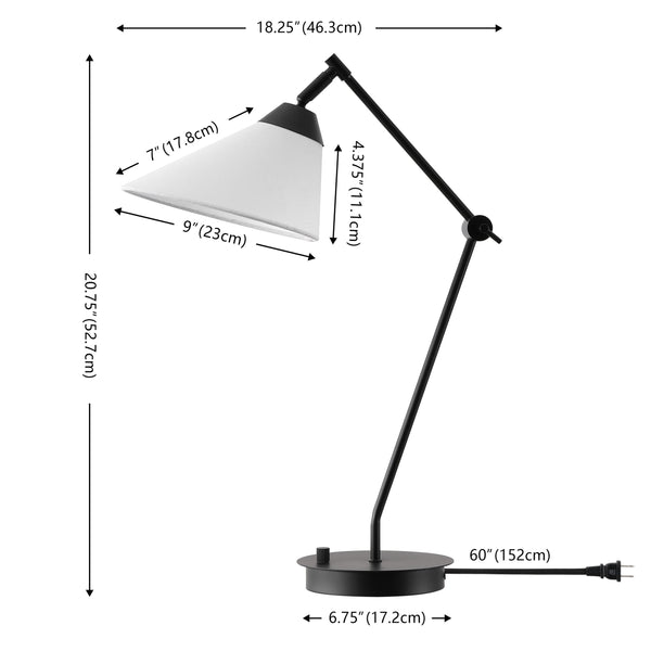 Safavieh Charli, Matte Black Metal & Fabric Table Lamp — 20.75" Compact Modern Accent Light For Living Room TBL4694A