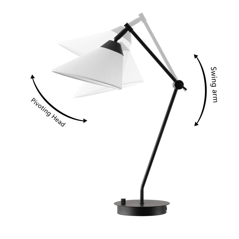 Safavieh Charli, Matte Black Metal & Fabric Table Lamp — 20.75" Compact Modern Accent Light For Living Room TBL4694A