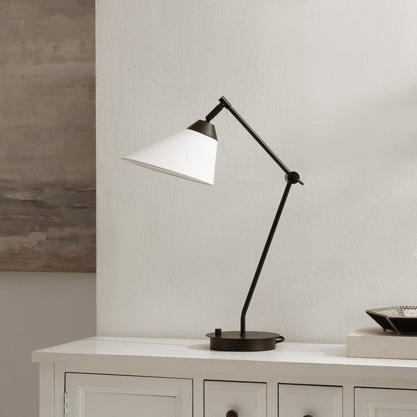 Safavieh Charli, Matte Black Metal & Fabric Table Lamp — 20.75" Compact Modern Accent Light For Living Room TBL4694A