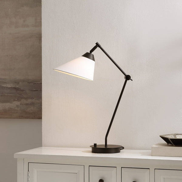 Safavieh Charli, Matte Black Metal & Fabric Table Lamp — 20.75" Compact Modern Accent Light For Living Room TBL4694A