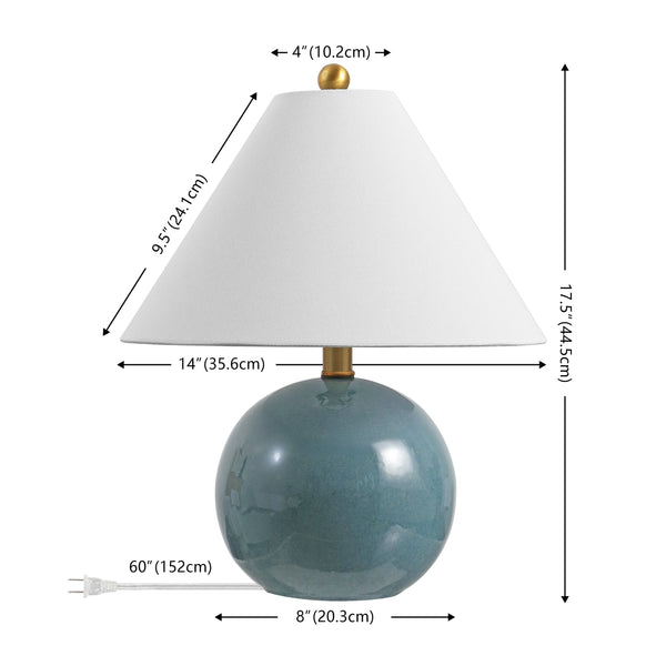 Safavieh Giana, Blue Ceramic Table Lamp With Fabric Shade — Compact 17.5" Accent Light For Modern Rooms TBL4695A