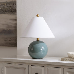 Safavieh Giana, Blue Ceramic Table Lamp With Fabric Shade — Compact 17.5" Accent Light For Modern Rooms TBL4695A