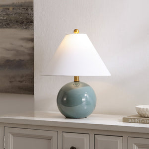 Safavieh Giana, Blue Ceramic Table Lamp With Fabric Shade — Compact 17.5" Accent Light For Modern Rooms TBL4695A