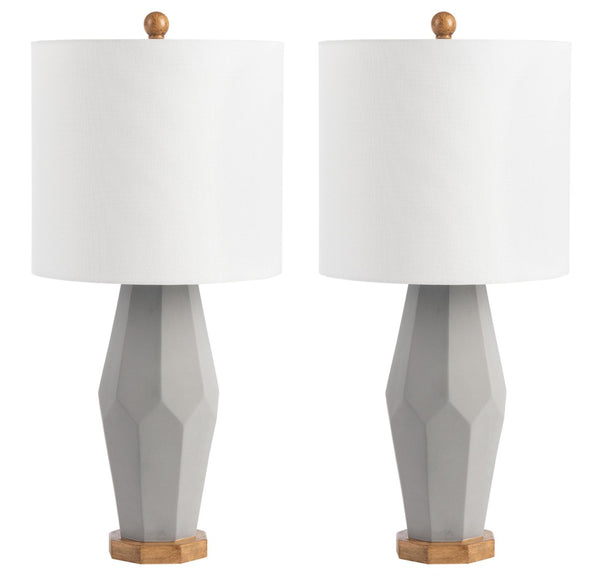 Safavieh LANDREN, Elegant 27-Inch Grey Polyresin Table Lamp Set of 2 for Stylish Ambient Lighting Décor TBL7002A-SET2