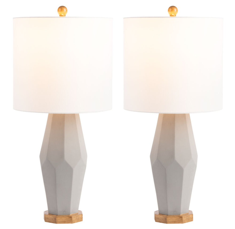Safavieh LANDREN, Elegant 27-Inch Grey Polyresin Table Lamp Set of 2 for Stylish Ambient Lighting Décor TBL7002A-SET2