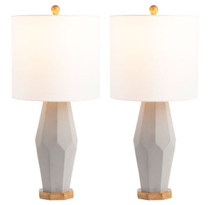 Safavieh LANDREN, Elegant 27-Inch Grey Polyresin Table Lamp Set of 2 for Stylish Ambient Lighting Décor TBL7002A-SET2