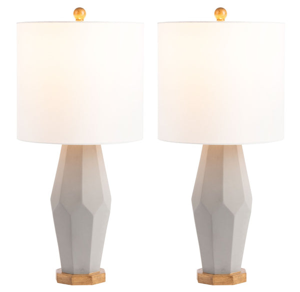 Safavieh LANDREN, Elegant 27-Inch Grey Polyresin Table Lamp Set of 2 for Stylish Ambient Lighting Décor TBL7002A-SET2
