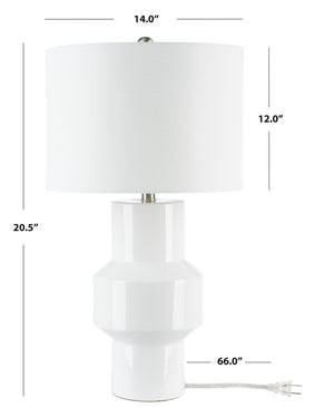 Safavieh JAVERT, 20.5 Inch White Glass Table Lamp - Elegant Ceramic Base, Soft Glow for Home & Office Decor TBL7012A
