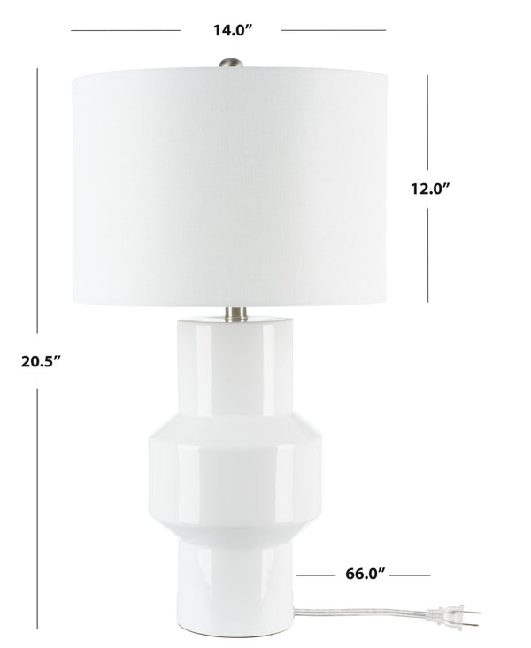 Safavieh JAVERT, 20.5 Inch White Glass Table Lamp - Elegant Ceramic Base, Soft Glow for Home & Office Decor TBL7012A