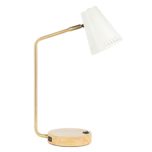 Safavieh VEDA, 19-Inch Gold & White Metal Table Lamp with USB Port - Elegant Design for Home or Office Use TBL7018B