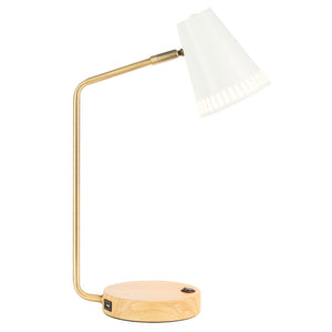 Safavieh VEDA, 19-Inch Gold & White Metal Table Lamp with USB Port - Elegant Design for Home or Office Use TBL7018B