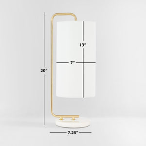 Safavieh TROILUS, 20-Inch Gold/White Steel & Marble Table Lamp - Elegant Accent for Home & Office Decor TBL7019A