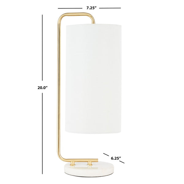 Safavieh TROILUS, 20-Inch Gold/White Steel & Marble Table Lamp - Elegant Accent for Home & Office Decor TBL7019A