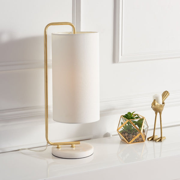 Safavieh TROILUS, 20-Inch Gold/White Steel & Marble Table Lamp - Elegant Accent for Home & Office Decor TBL7019A