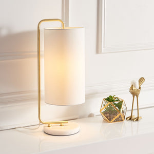 Safavieh TROILUS, 20-Inch Gold/White Steel & Marble Table Lamp - Elegant Accent for Home & Office Decor TBL7019A