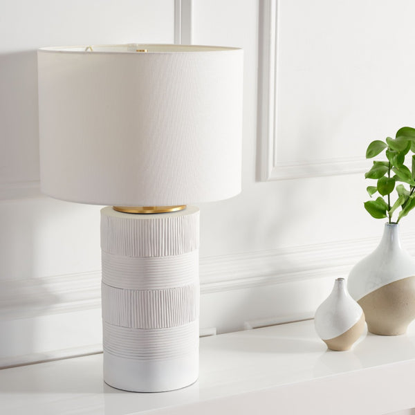 Safavieh WELLER, 25-Inch Polyresin Table Lamp - Minimalist Design for Modern Homes & Versatile Decor Styles White TBL7020A