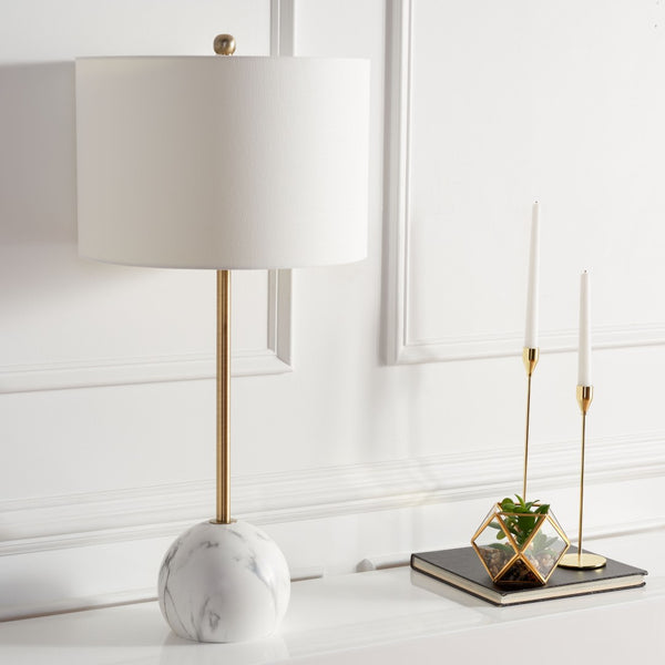 Safavieh KYRENE, 32-Inch Gold & White Marble Table Lamp - Luxurious Modern Lighting for Stylish Interiors TBL7022A