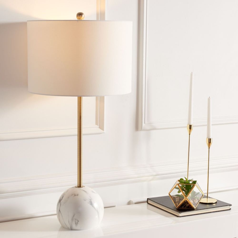 Safavieh KYRENE, 32-Inch Gold & White Marble Table Lamp - Luxurious Modern Lighting for Stylish Interiors TBL7022A