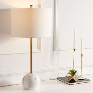 Safavieh KYRENE, 32-Inch Gold & White Marble Table Lamp - Luxurious Modern Lighting for Stylish Interiors TBL7022A