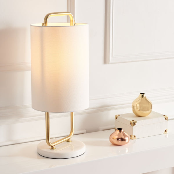 Safavieh GIULIA, 21-Inch Gold & White Table Lamp with Marble Base – Elegant Lighting for Modern Interiors TBL7023A