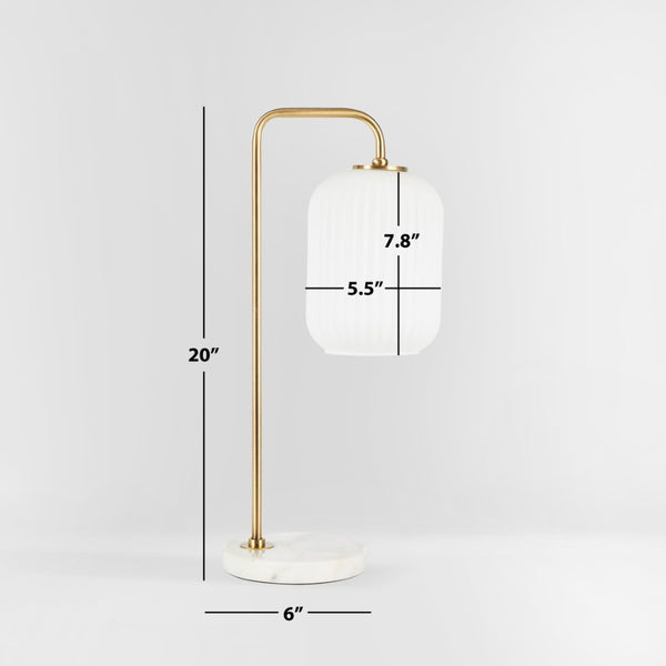 Safavieh SANTINA, 20-Inch Gold and White Steel Table Lamp for Modern Homes - Chic Ambient Lighting Accent TBL7025A