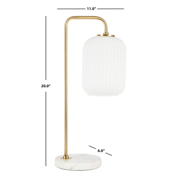 Safavieh SANTINA, 20-Inch Gold and White Steel Table Lamp for Modern Homes - Chic Ambient Lighting Accent TBL7025A