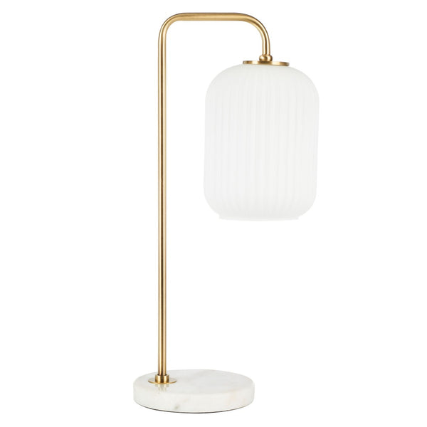 Safavieh SANTINA, 20-Inch Gold and White Steel Table Lamp for Modern Homes - Chic Ambient Lighting Accent TBL7025A