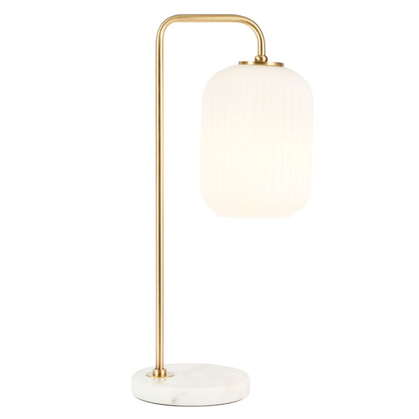 Safavieh SANTINA, 20-Inch Gold and White Steel Table Lamp for Modern Homes - Chic Ambient Lighting Accent TBL7025A