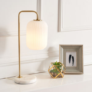 Safavieh SANTINA, 20-Inch Gold and White Steel Table Lamp for Modern Homes - Chic Ambient Lighting Accent TBL7025A