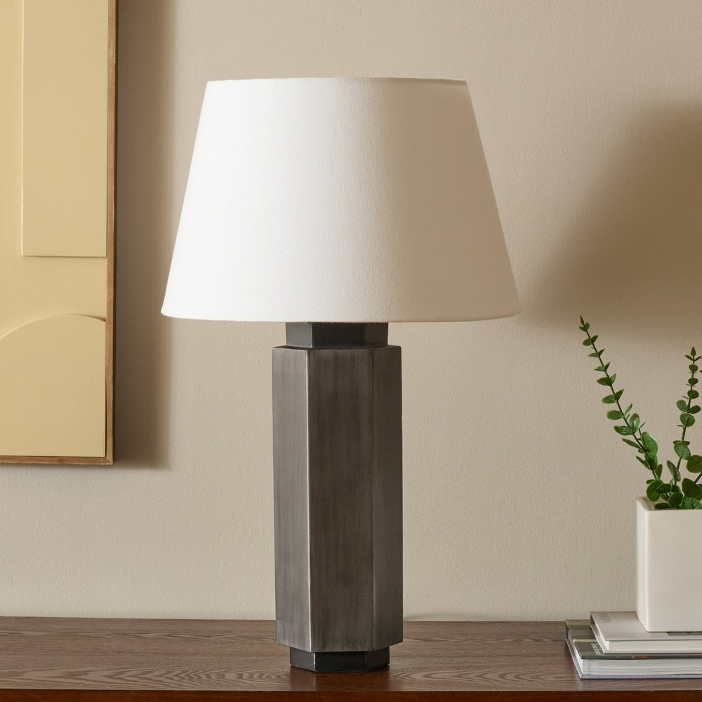 Safavieh Emlyn, 23-inch Antique Silver Metal Table Lamp – Elegant Design For Home & Office Lighting Decor Antique Silver Metal Body ,Fabric Shade Tbl8001a