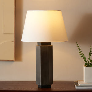 Safavieh Emlyn, 23-inch Antique Silver Metal Table Lamp – Elegant Design For Home & Office Lighting Decor Antique Silver Metal Body ,Fabric Shade Tbl8001a