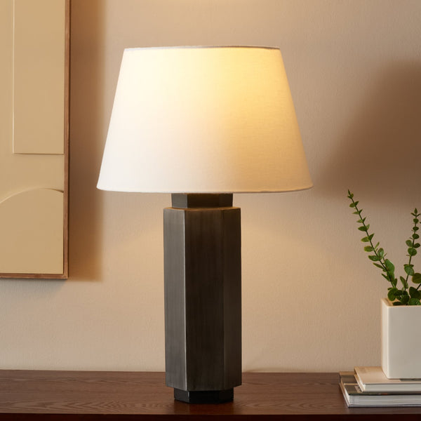 Safavieh Emlyn, 23-inch Antique Silver Metal Table Lamp – Elegant Design For Home & Office Lighting Decor Antique Silver Metal Body ,Fabric Shade Tbl8001a