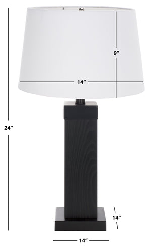 Safavieh Reine, Elegant 24-inch Black Wood And Metal Table Lamp For Stylish Home Decor And Warm Ambiance Black Oak Wood Veneer & Metal Body ,Fabric Shade Tbl8002a