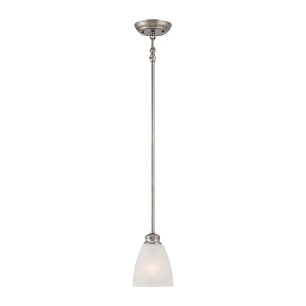 Thomas Lighting Haven Bell Shade Mini Pendant Light Satin Pewter Finish for Cottage and Traditional Rooms TC0014741