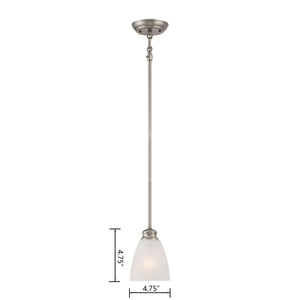Thomas Lighting Haven Bell Shade Mini Pendant Light Satin Pewter Finish for Cottage and Traditional Rooms TC0014741