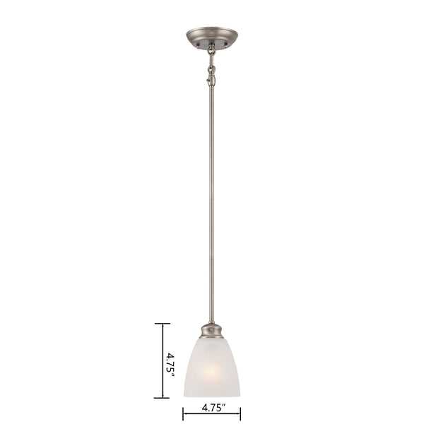 Thomas Lighting Haven Bell Shade Mini Pendant Light Satin Pewter Finish for Cottage and Traditional Rooms TC0014741