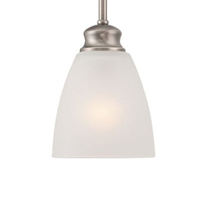 Thomas Lighting Haven Bell Shade Mini Pendant Light Satin Pewter Finish for Cottage and Traditional Rooms TC0014741