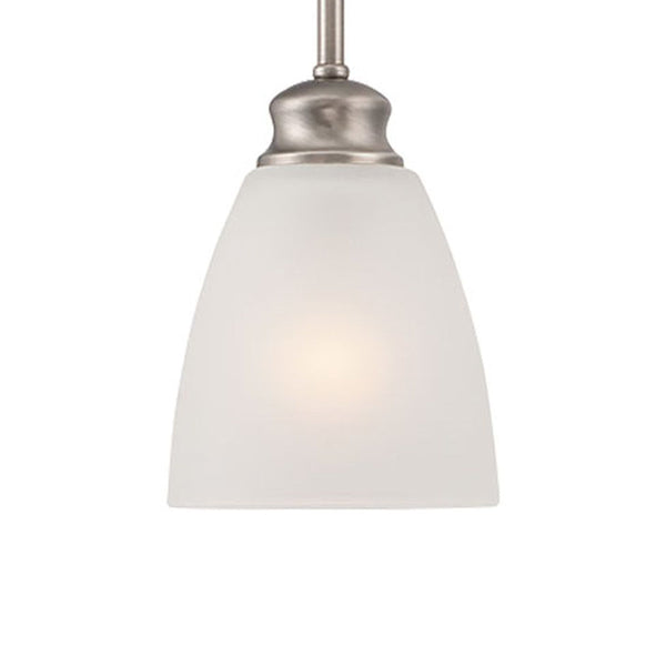 Thomas Lighting Haven Bell Shade Mini Pendant Light Satin Pewter Finish for Cottage and Traditional Rooms TC0014741