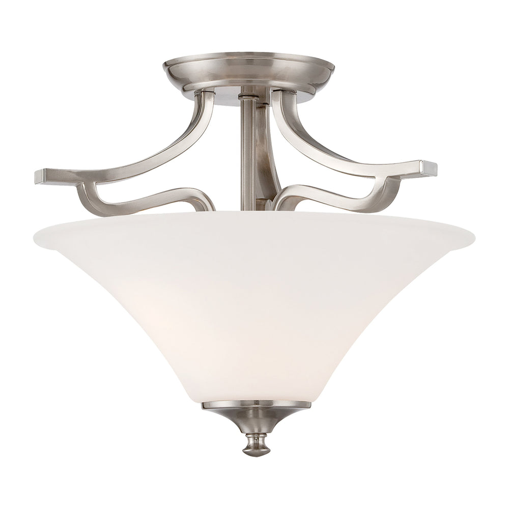 Thomas Lighting Treme Two Light Semi Flush Mount Brushed Nickel Tulip Glass Shades Ceiling Fixture TC0020217