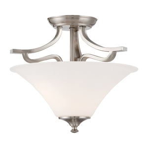 Thomas Lighting Treme Two Light Semi Flush Mount Brushed Nickel Tulip Glass Shades Ceiling Fixture TC0020217