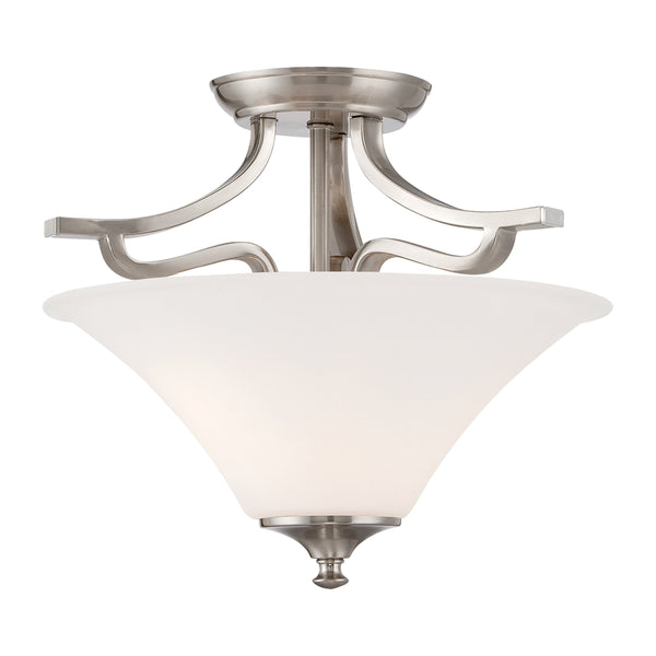 Thomas Lighting Treme Two Light Semi Flush Mount Brushed Nickel Tulip Glass Shades Ceiling Fixture TC0020217