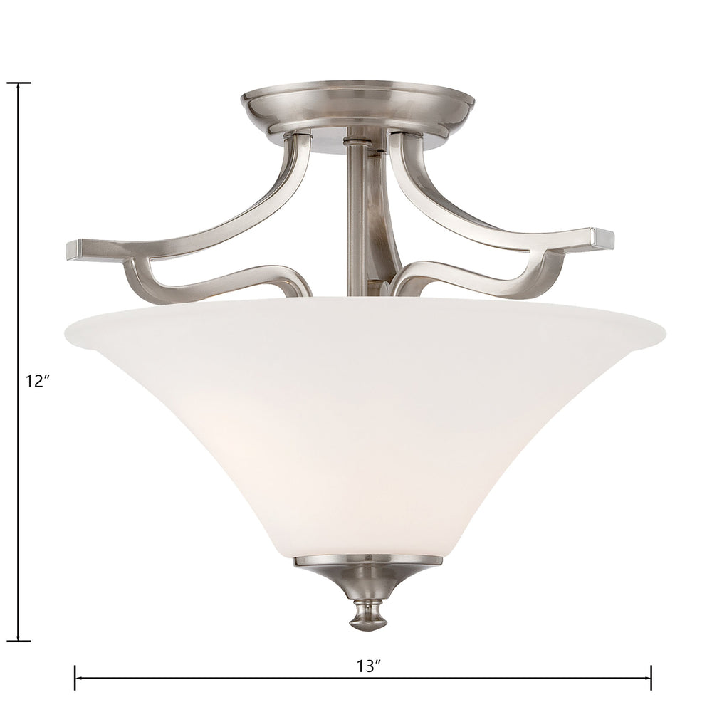 Thomas Lighting Treme Two Light Semi Flush Mount Brushed Nickel Tulip Glass Shades Ceiling Fixture TC0020217