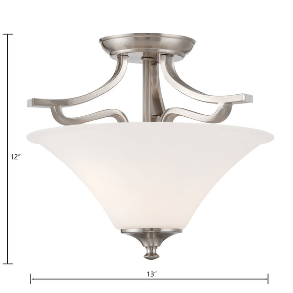 Thomas Lighting Treme Two Light Semi Flush Mount Brushed Nickel Tulip Glass Shades Ceiling Fixture TC0020217
