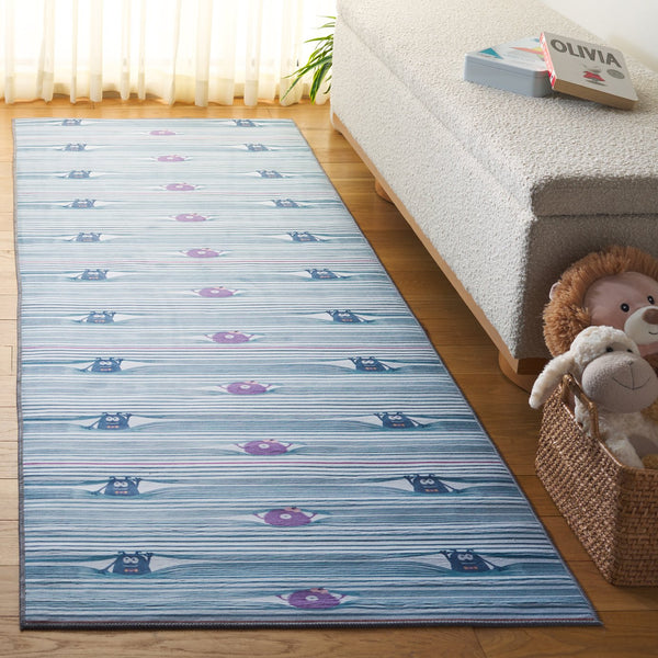 Safavieh Tacoma Kids Area Rug - Plush 5x8 Rectangle In Elegant Gray And Blue, Soft, Washable & Slip Resistant Grey ,Blue Polyester Pile Tck166f-3